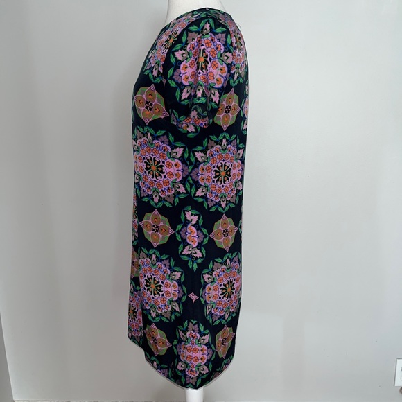 J.Crew navy, pink, lavender, green floral medallion shift dress - Picture 3 of 7